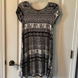 Black and White Elephant Print Dress